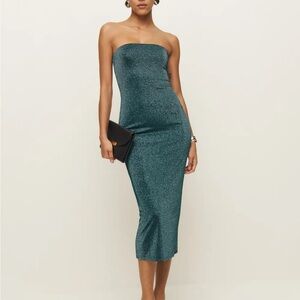 Reformation Strapless Teal Dress NWT XS
